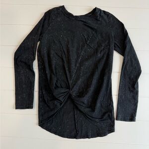 Black Mineral Wash Twist Knot Top girls 14/16
